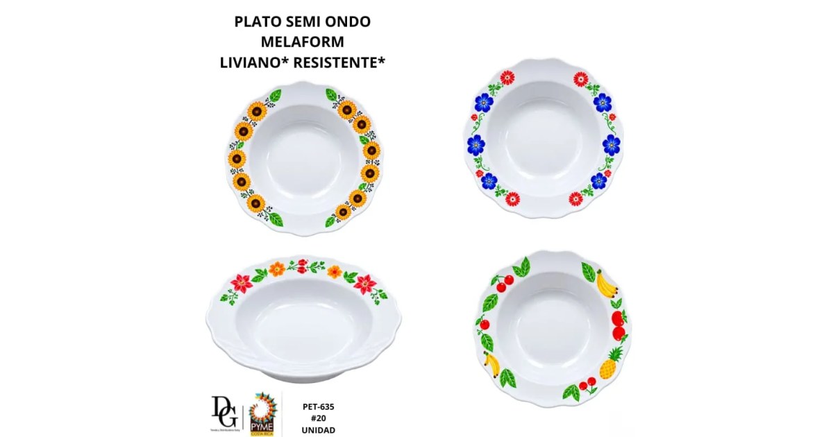 6 Platos Semi Hondos 9" - Plástico