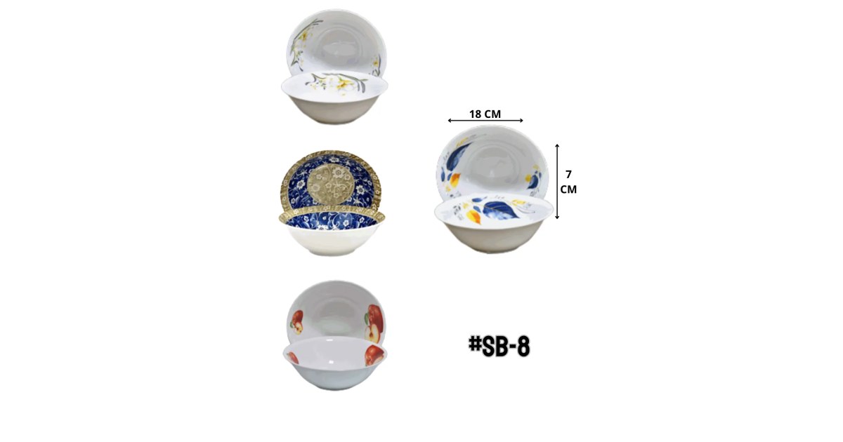 6 Platos Soperos de Porcelana 8"