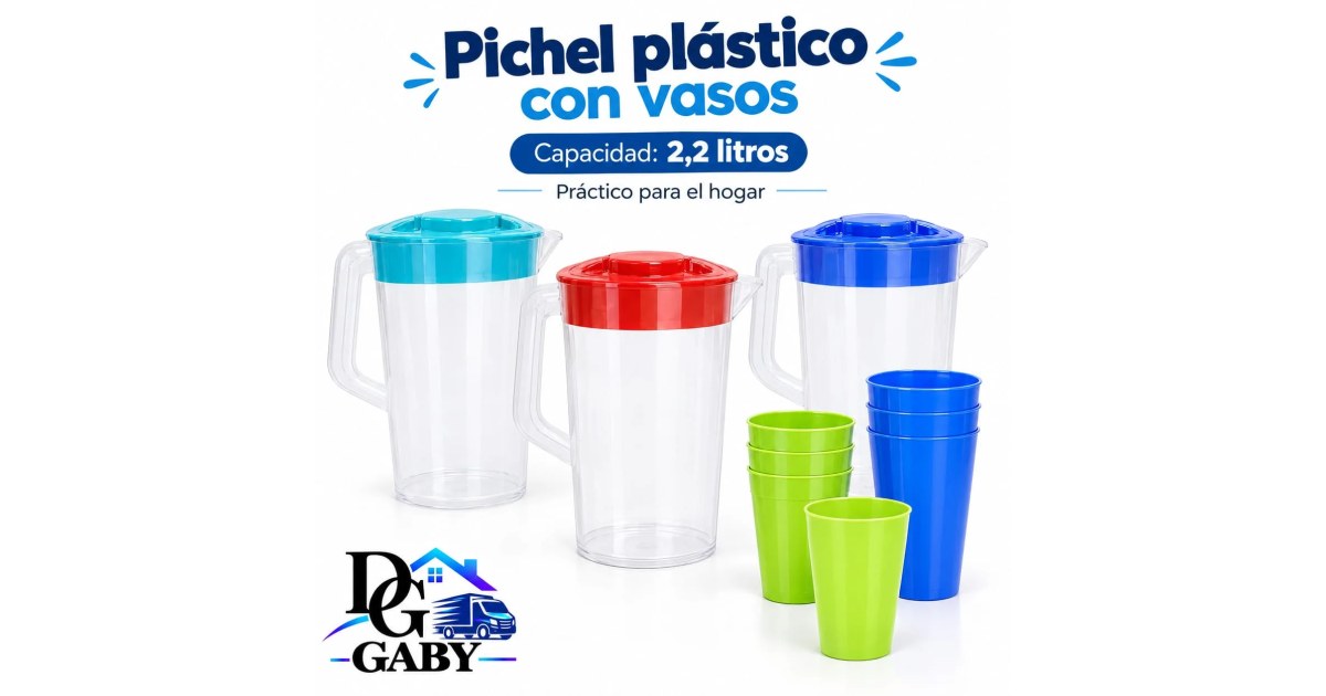 Pichel Plástico con Vasos - 2.2L
