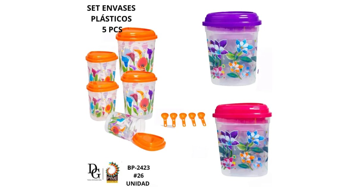 Set Envase Plástico 5 PZAS