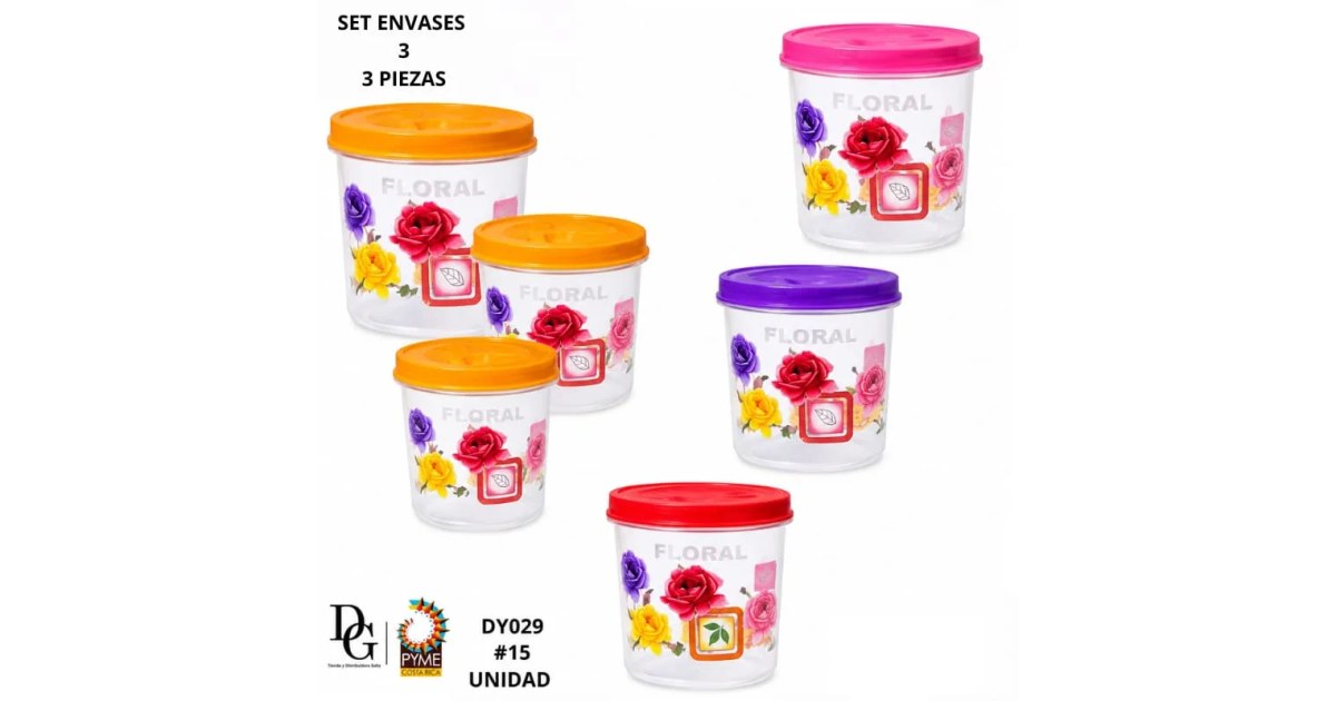 Set Envase Plástico Tapa Rosca 3 PZAS
