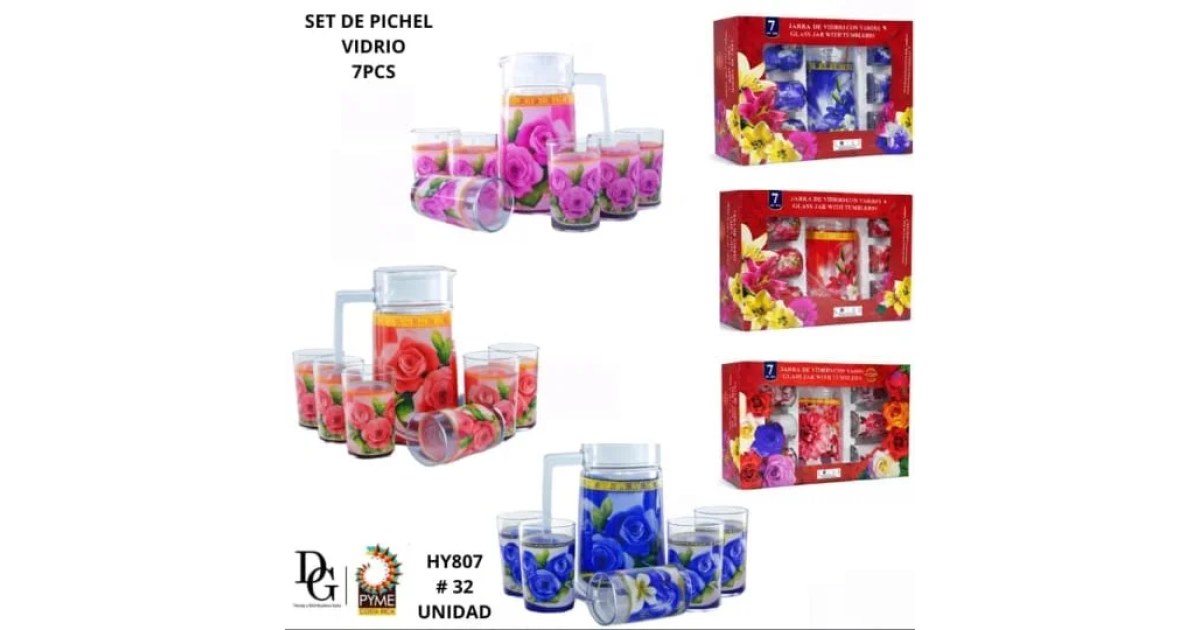 Set Pichel con Vasos 7 PZAS - Vidrio