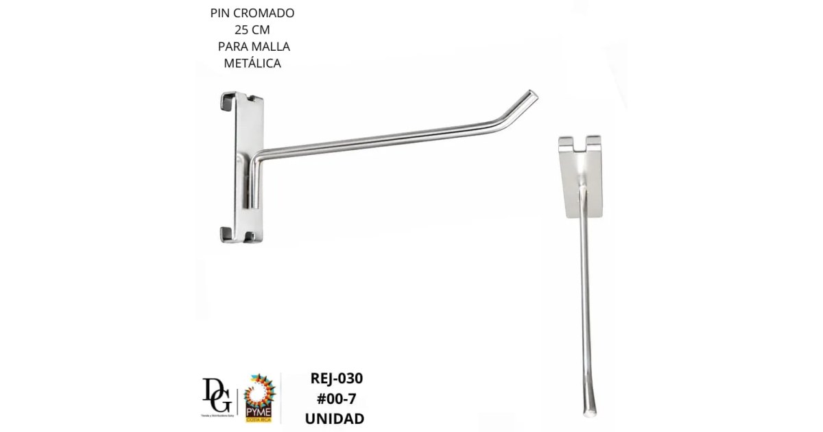 Pin Cromado de 25CM para Rejilla de Metal