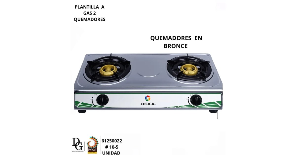 Plantilla de Gas 2 Quemadores - Metálica