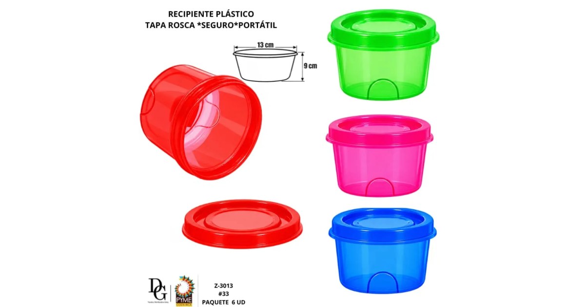 6 Envases con Tapa Rosca 900 ml