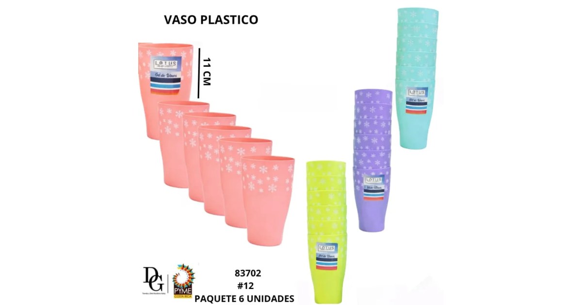 Juego de 6 Vasos Plásticos 15oz