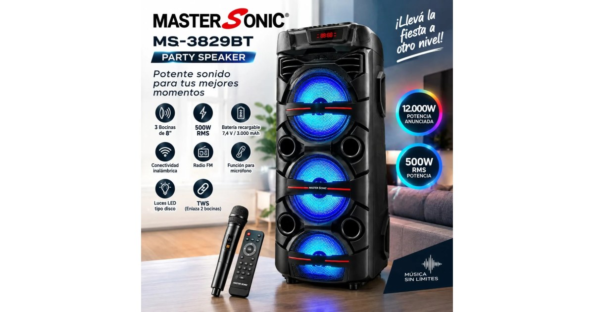 Parlante Master Sonic MS-3829BT – Party Speaker