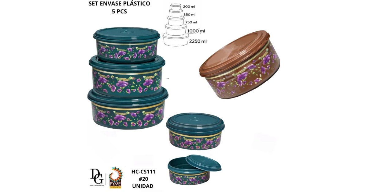 Set Envase Plástico 5 PZAS