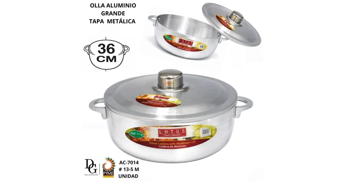Olla de Aluminio con Tapa 36cm