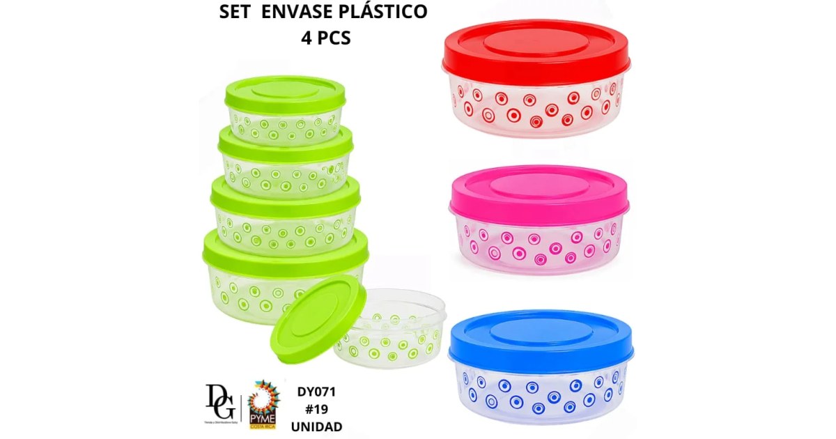 Set Envase Plástico 4 PZAS