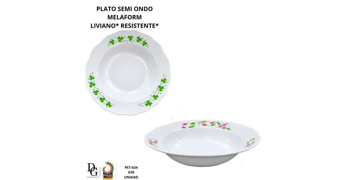 6 Platos Semi Hondos 9" - Plástico