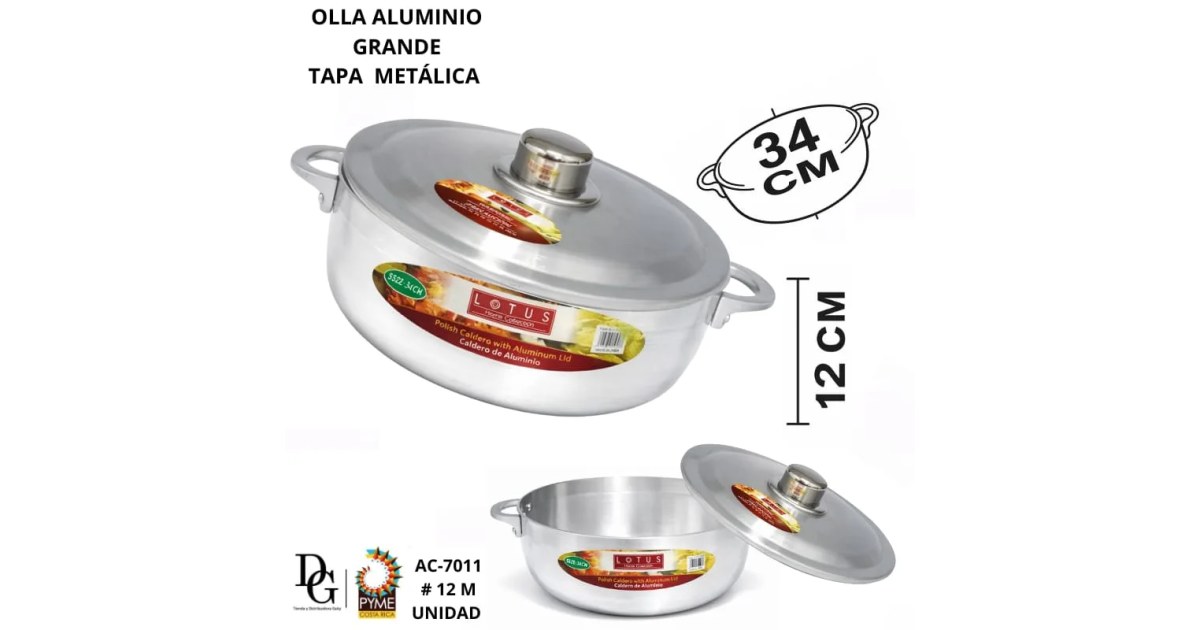 Olla de Aluminio con Tapa 34cm