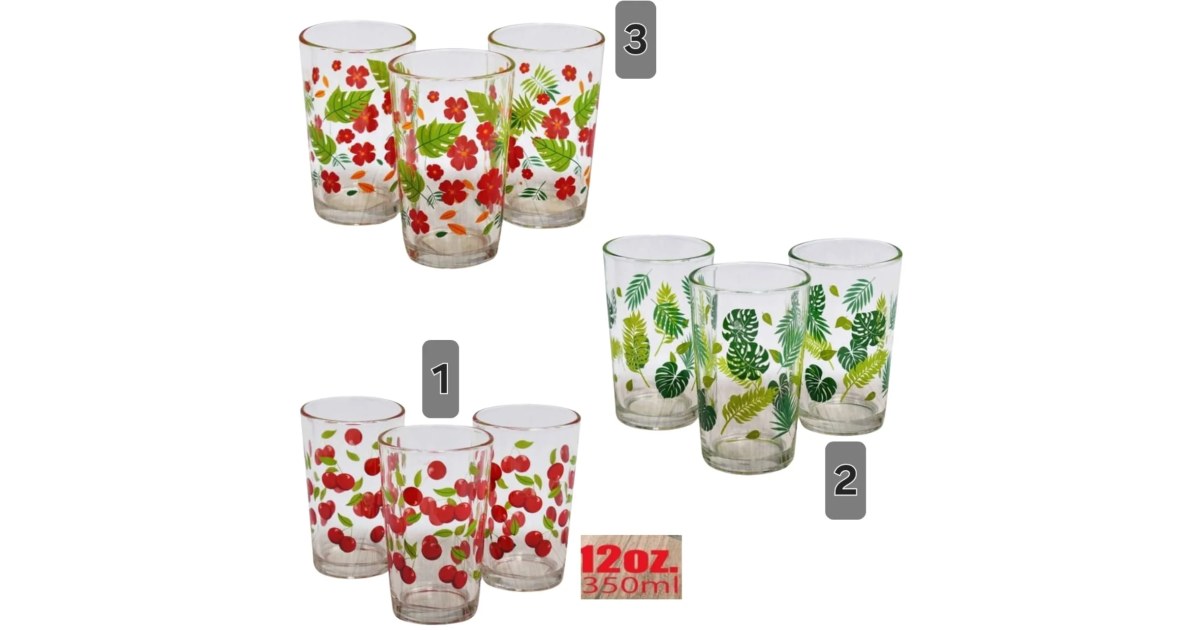 6 Vasos de Vidrio 12oz
