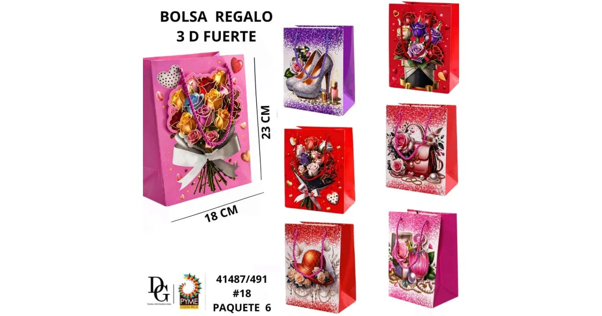 6 Bolsas de Regalo 3D