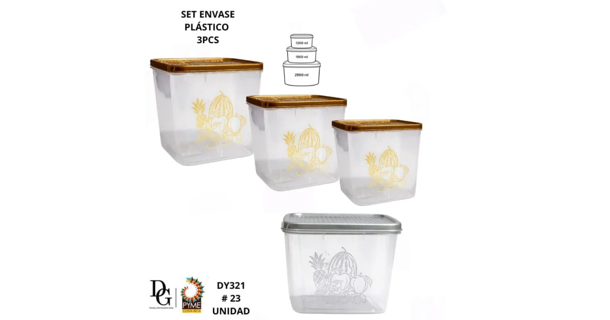 Set Envase Plástico 3 PZAS