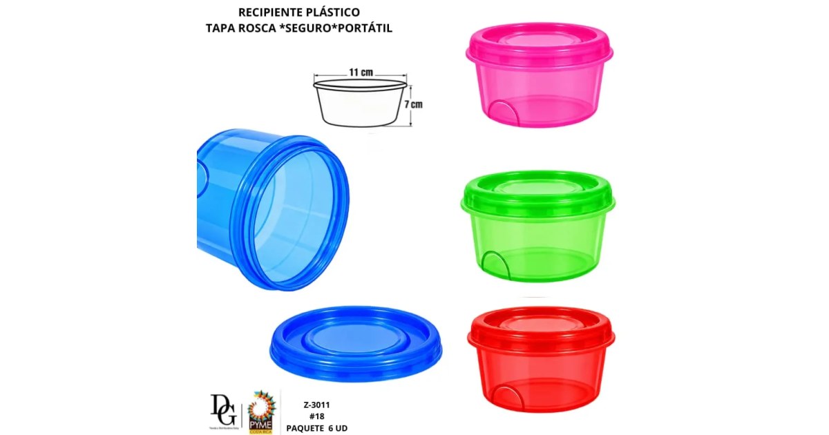 6 Envases Individual Tapa Rosca-450ML