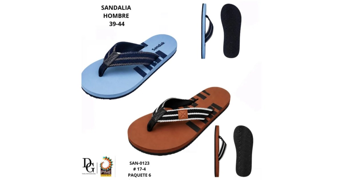 6 Pares de Sandalias para Caballero