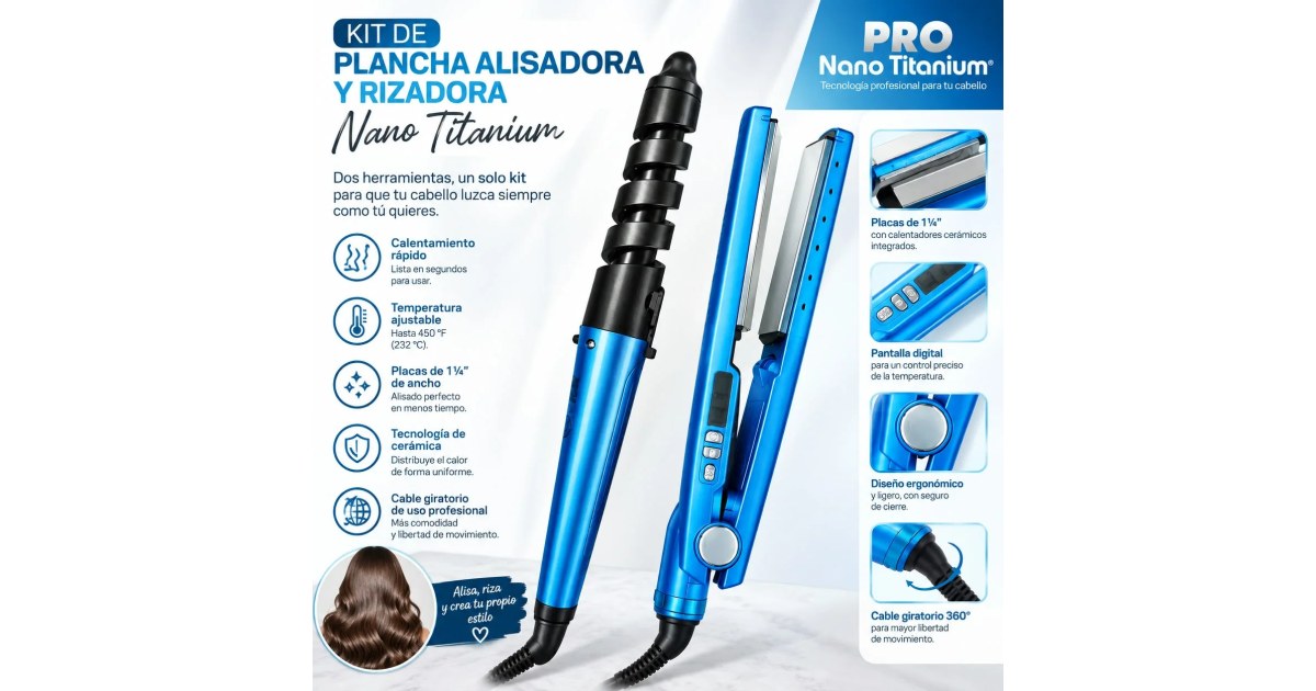 Kit de Belleza para Cabello – Plancha Alisadora y Rizadora
