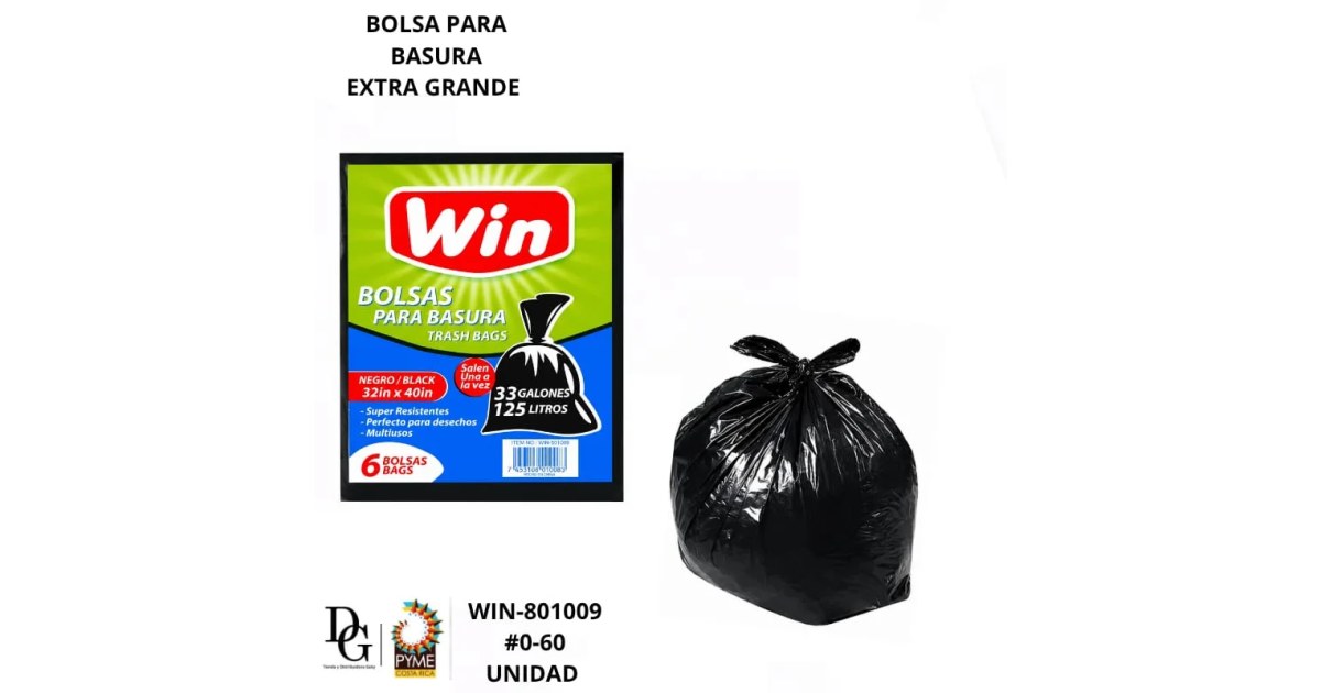 6 Bolsas Grandes para Basura 33 GAL