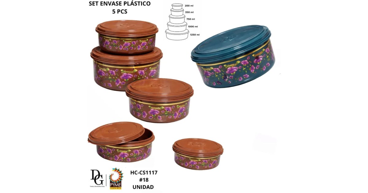 Set Envase Plástico 5 PZAS