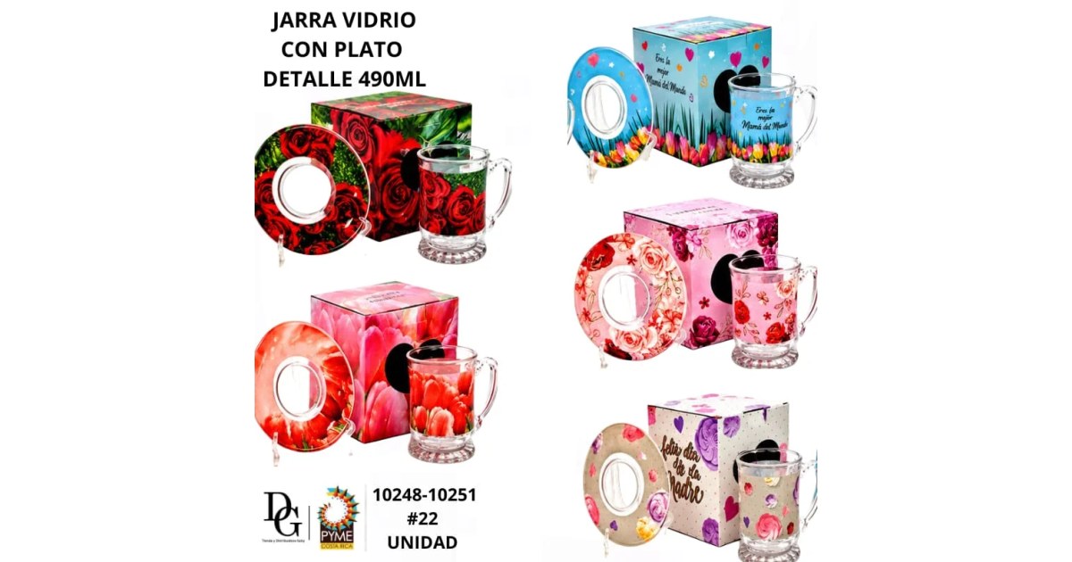 Set Jarra de Vidrio Mamá 490ML